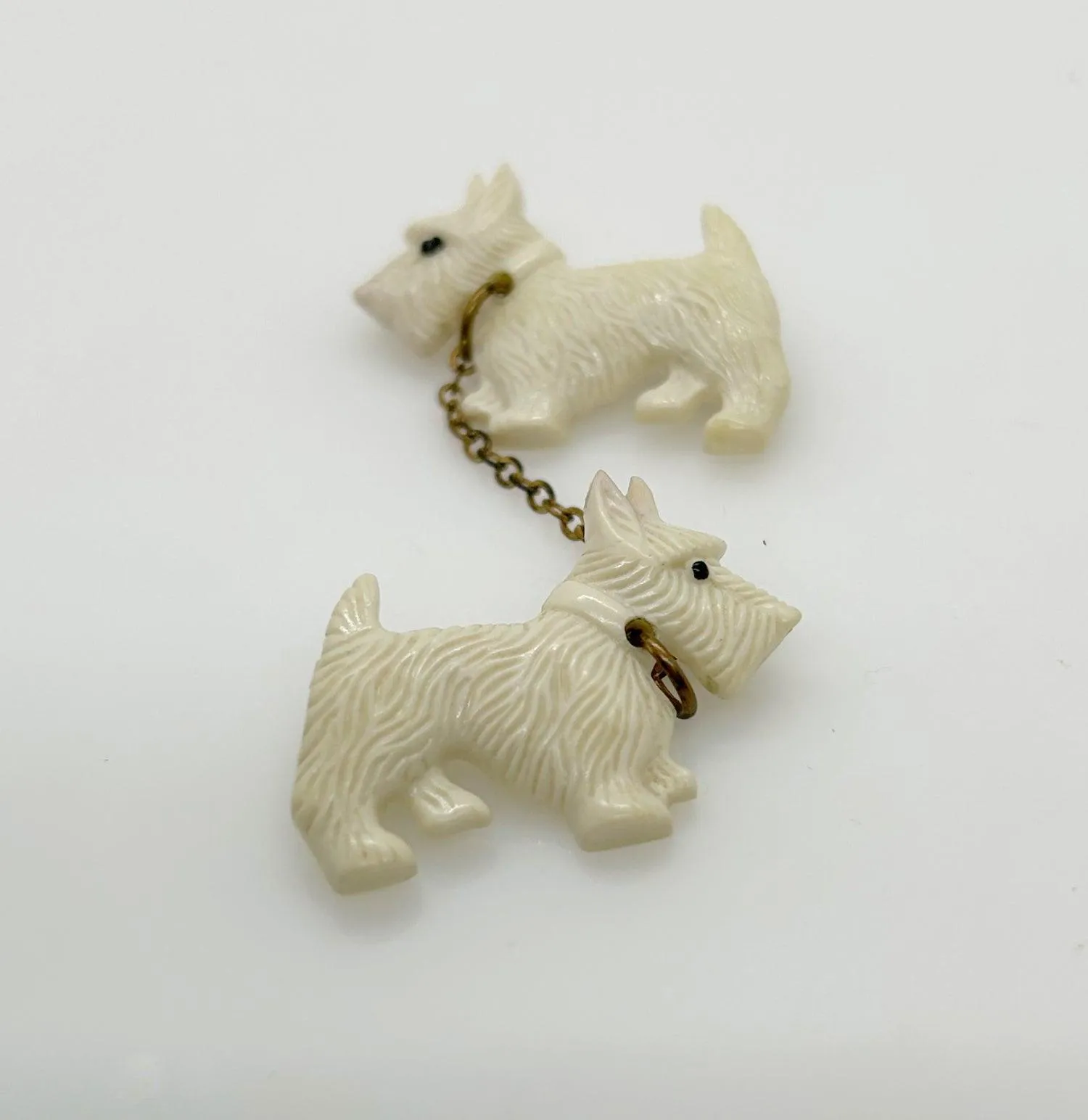 Vintage Tilco Double White Terrier Scottie Brooch