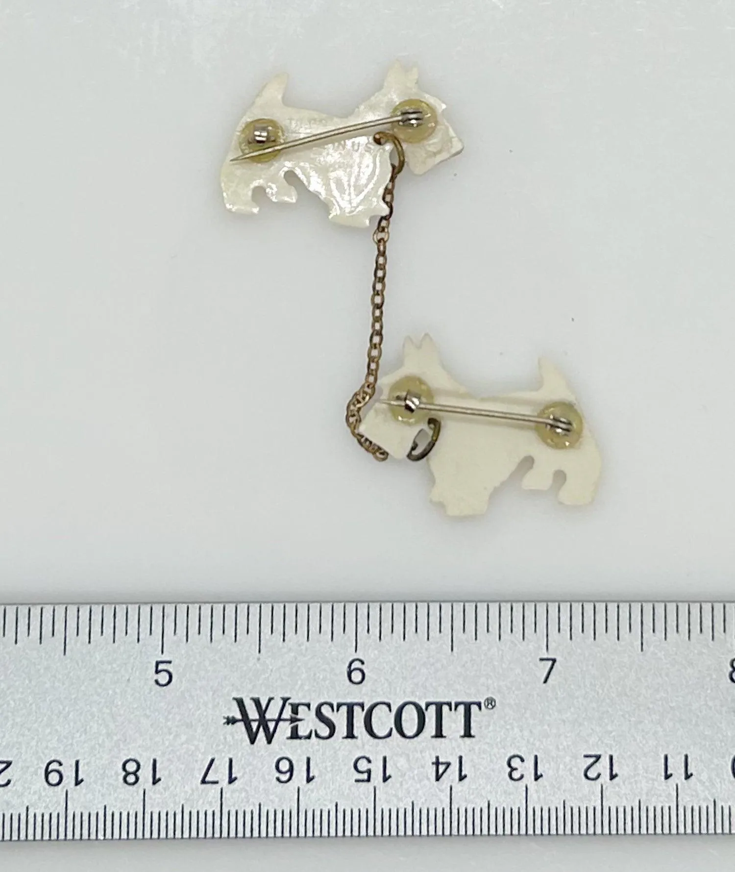 Vintage Tilco Double White Terrier Scottie Brooch
