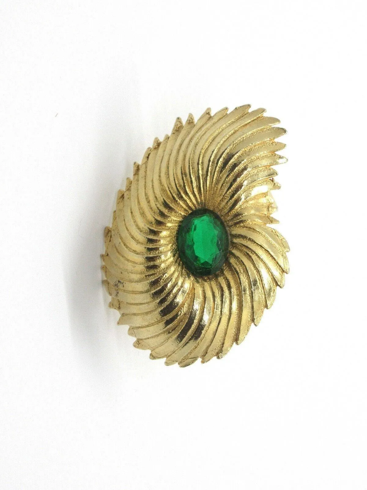 Vintage Unsigned Tortolani Abstract Brooch with Green Faceted Stone