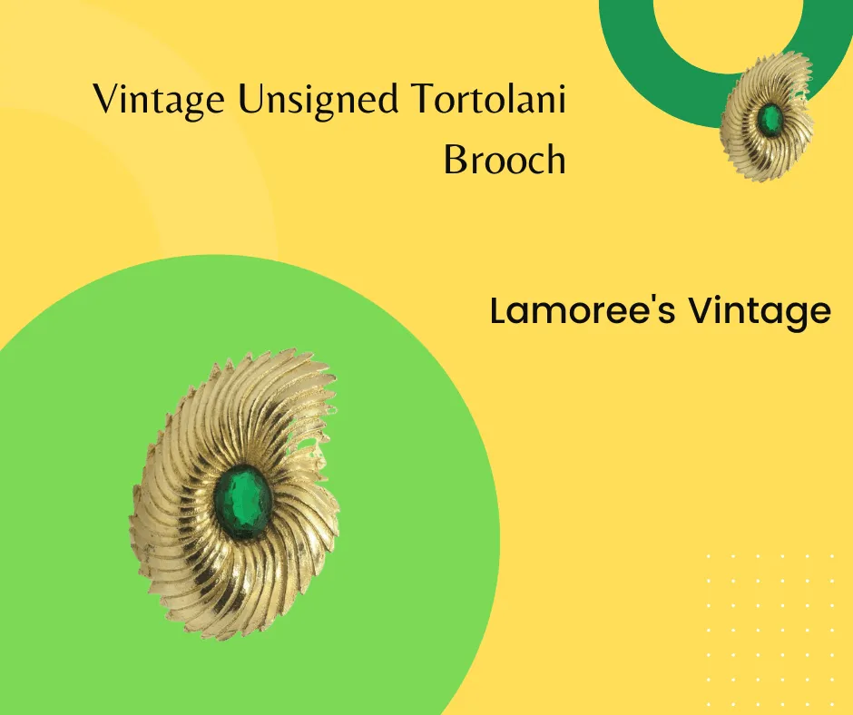 Vintage Unsigned Tortolani Abstract Brooch with Green Faceted Stone
