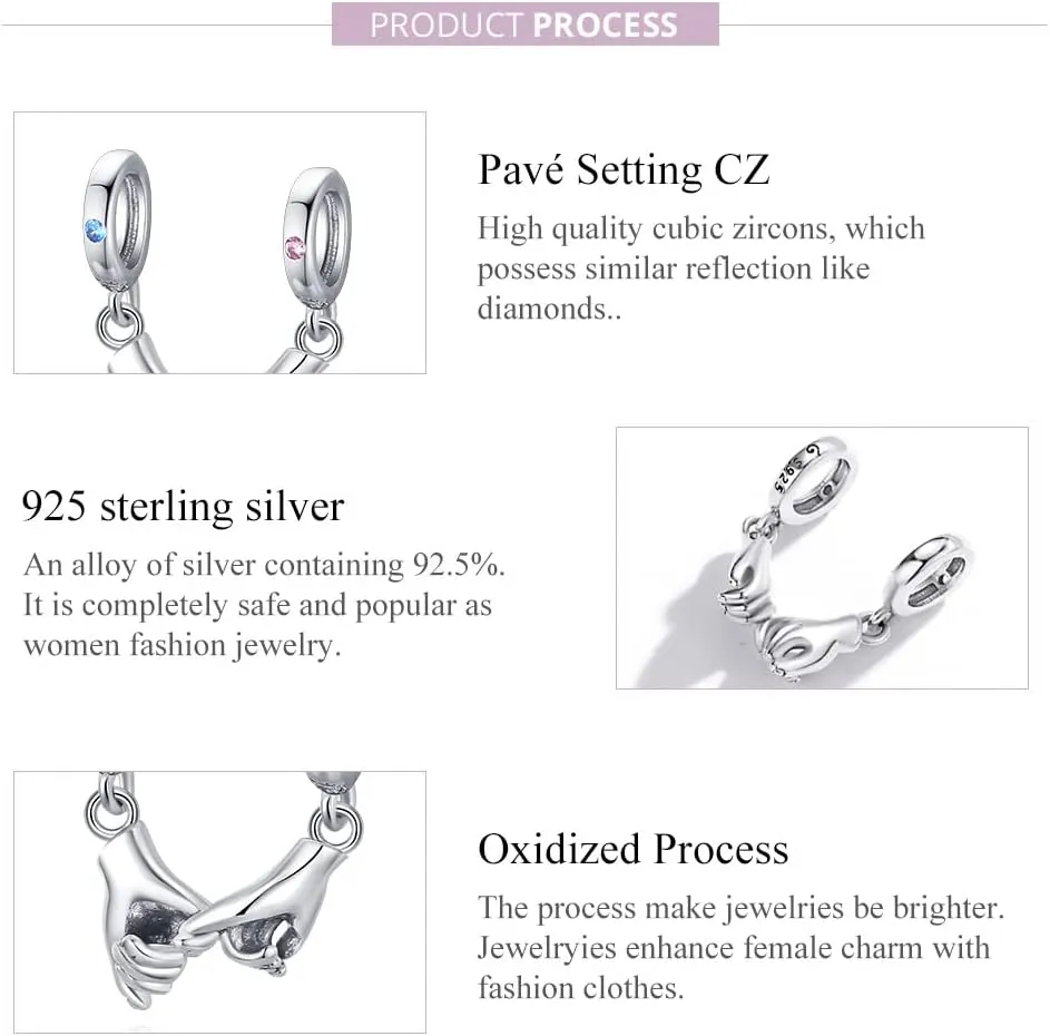 VOROCO 925 Sterling Silver Love Heart Charm for Charm Bracelet, Christmas Mother's Day Birthday Perfect Jewelry Gifts for Mom Grandma Daughter Friend Sister