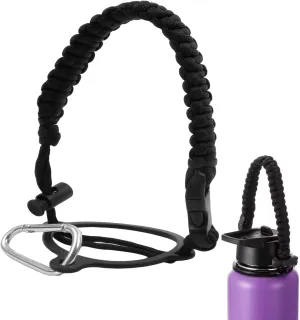 Water Bottle Handle Strap Paracord Handle Strap Cord with Carabiner Fits Wide Mouth Bottles 12oz to 64oz