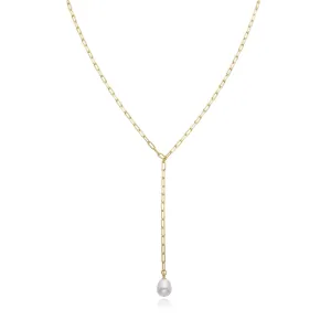 Wide Link Pearl Lariat