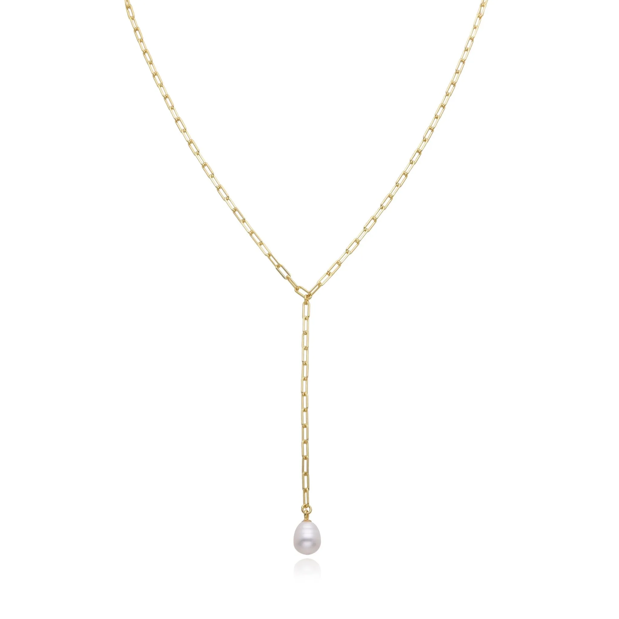 Wide Link Pearl Lariat
