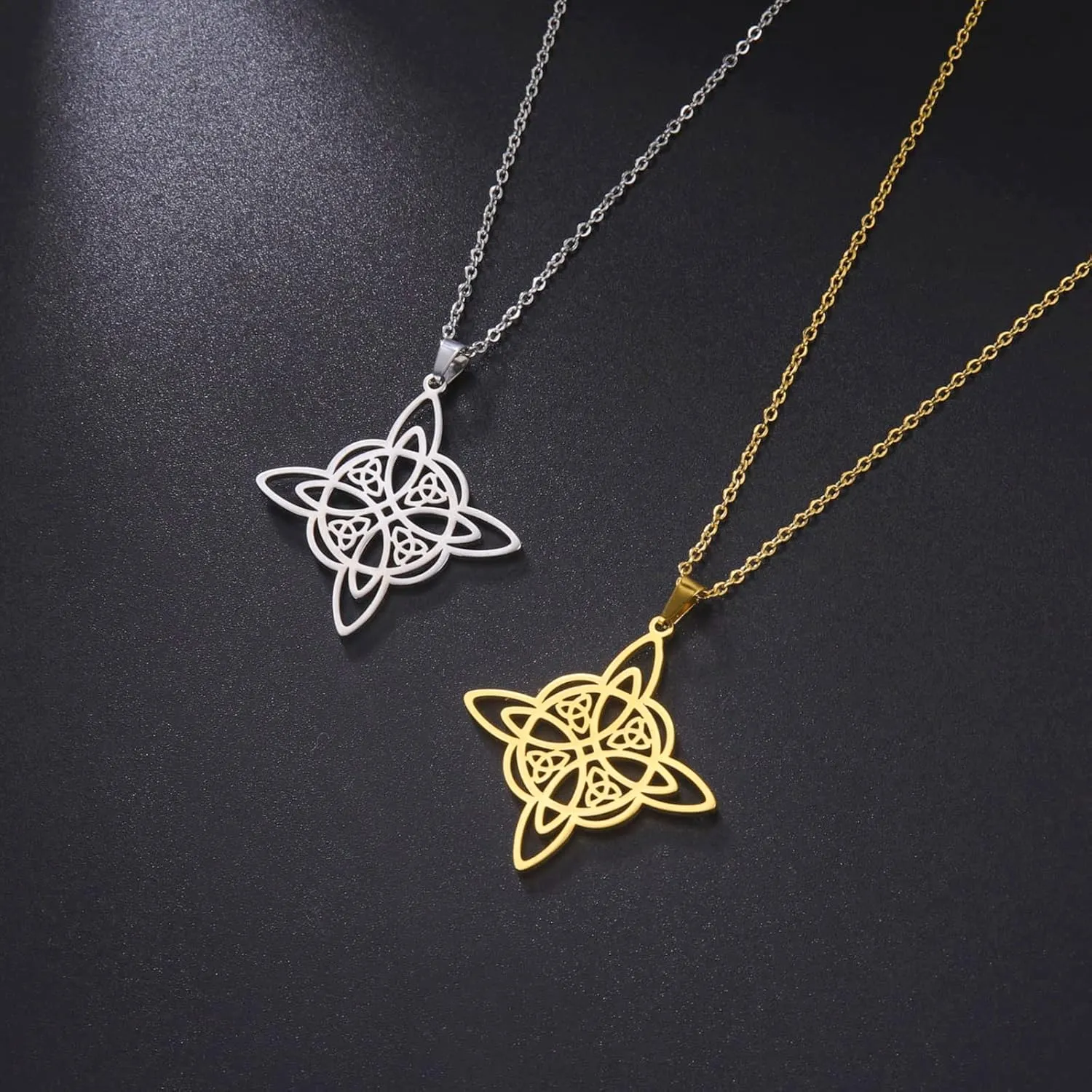 Witches Knot Necklace for Women Men Celtic Knot Witchcraft Pendant Geometric Protection Amulet Magic Wiccan Pagan jewelry