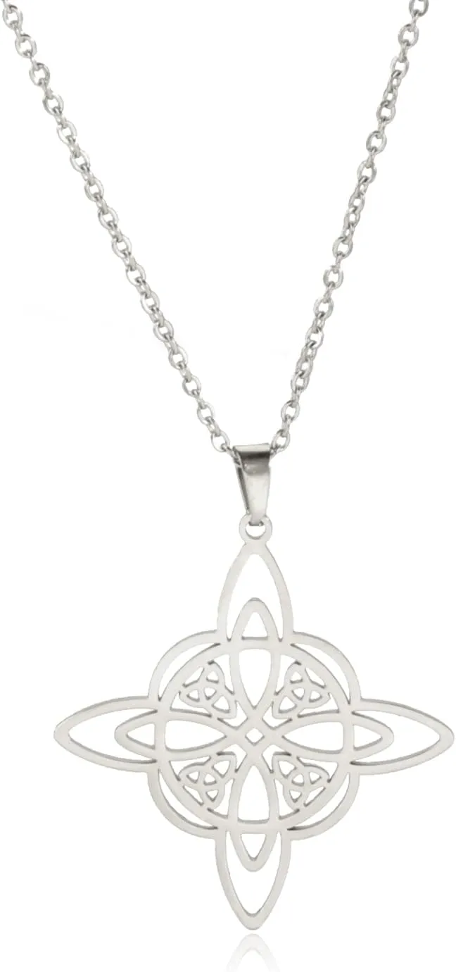 Witches Knot Necklace for Women Men Celtic Knot Witchcraft Pendant Geometric Protection Amulet Magic Wiccan Pagan jewelry