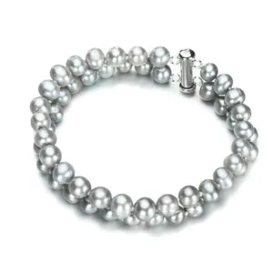 Women's 7mm AA Grade Grey Freshwater Pearl Bracelet 18.5cm