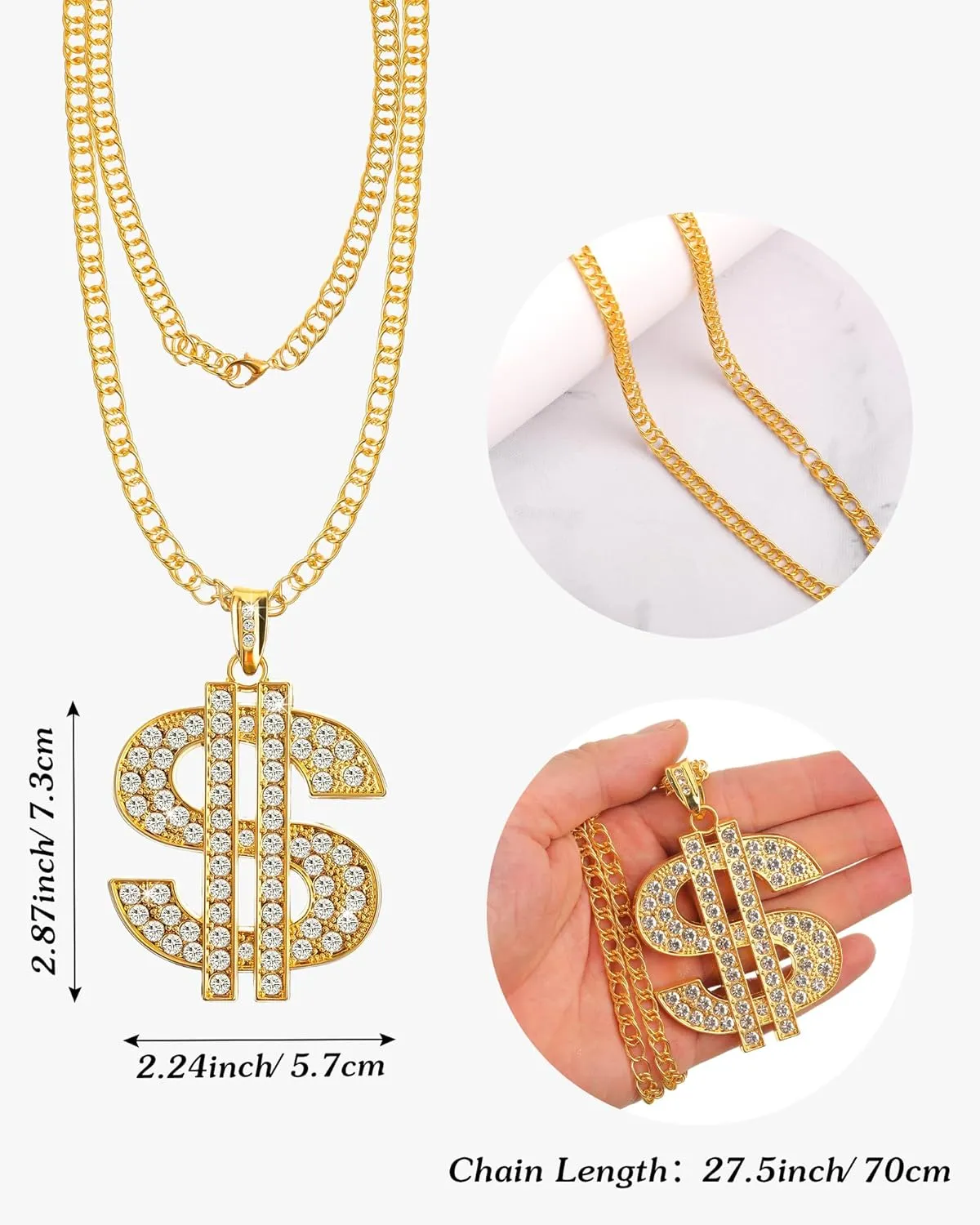 Yahenda 4 Pcs Hip Hop Costume Kit Rapper Accessories 2000s 80s 90s Outfit for Adults Rapper Sunglasses