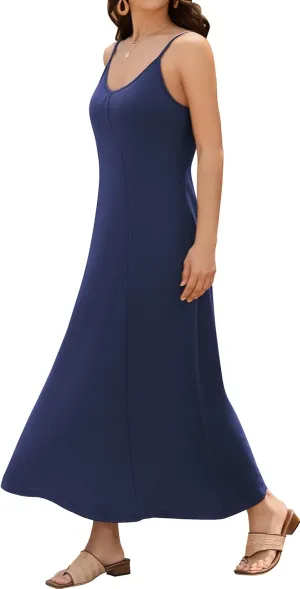 ZAFUL Women's 2025 Summer Casual A-Line Maxi Dress Sleeveless Halter Spaghetti Strip Loose Long Flowy Beach Dresses
