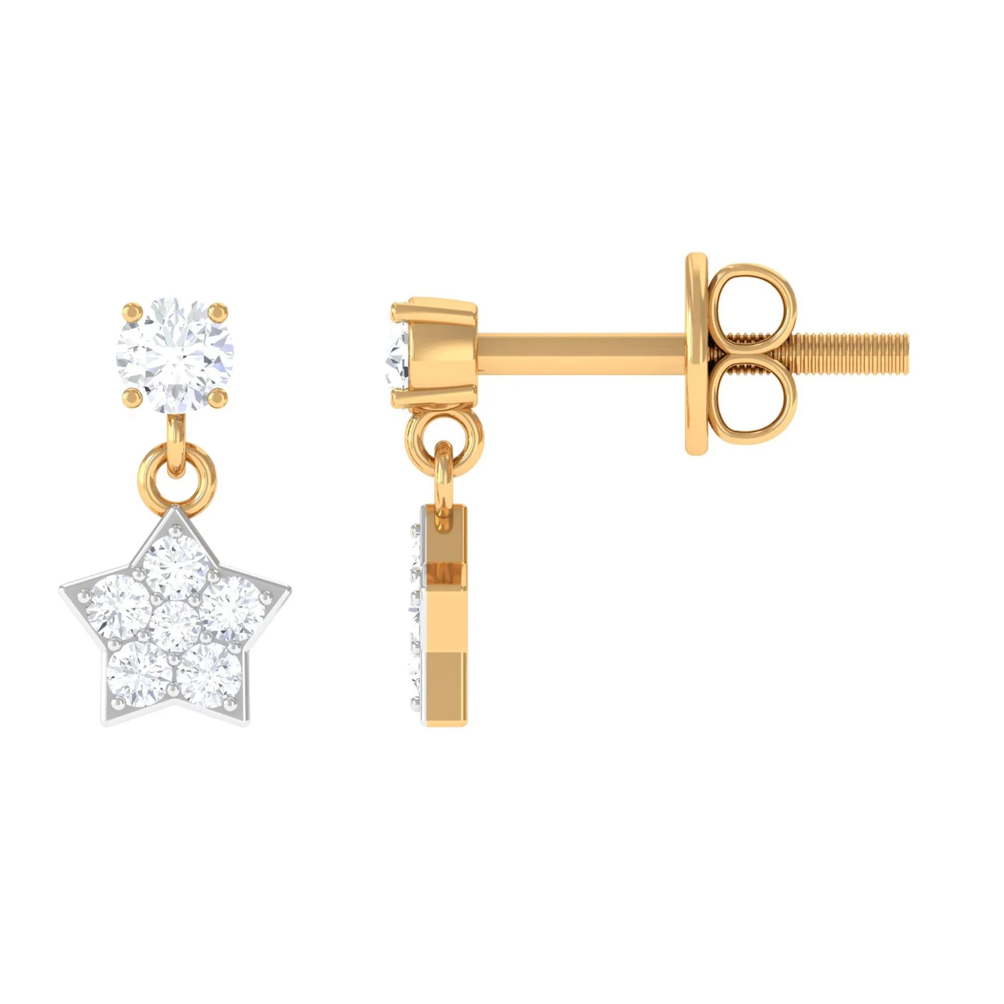 Zircon Star Drop Stud Earrings