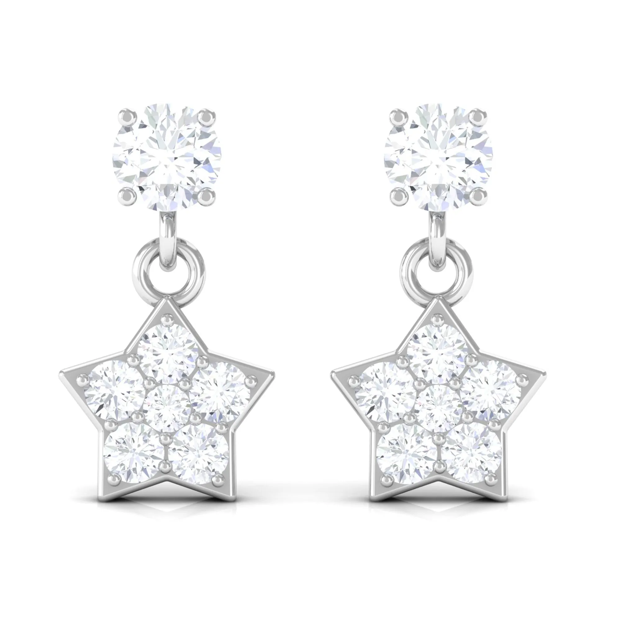 Zircon Star Drop Stud Earrings