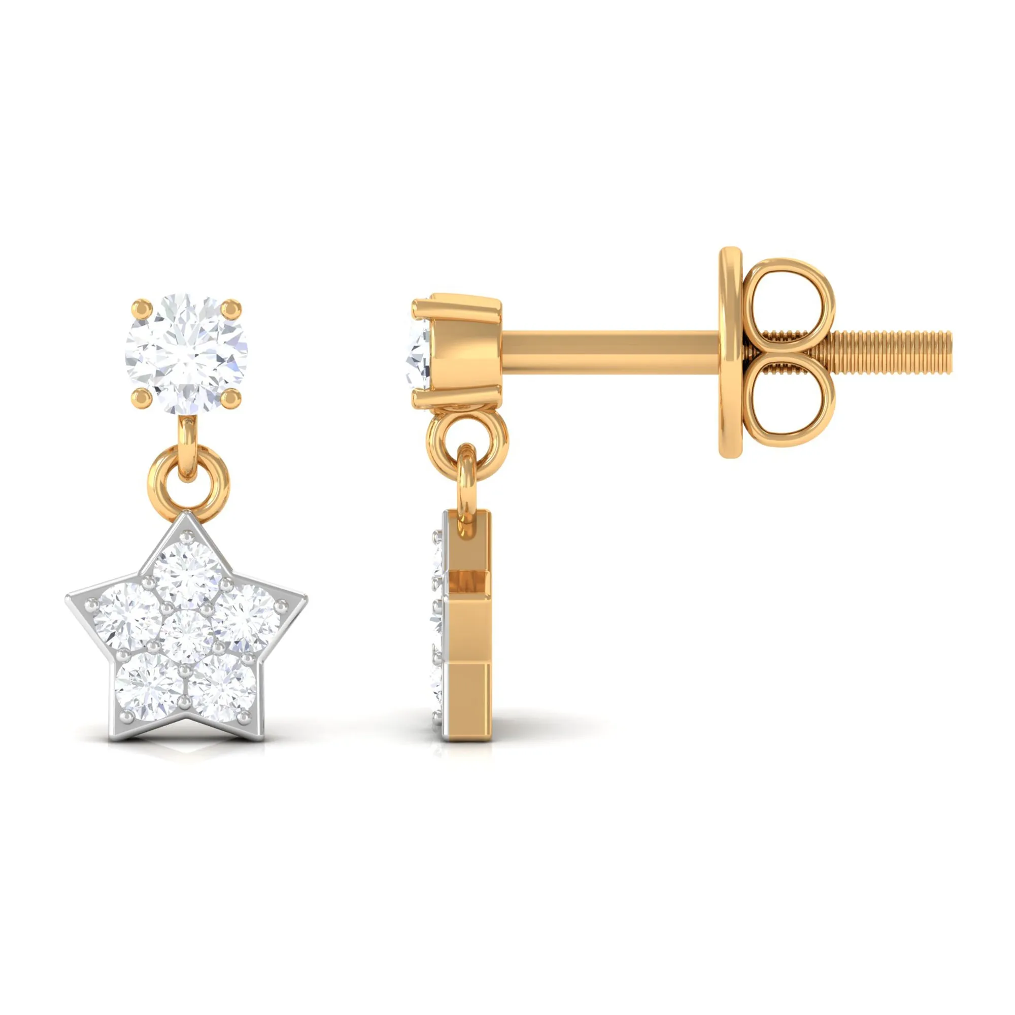 Zircon Star Drop Stud Earrings