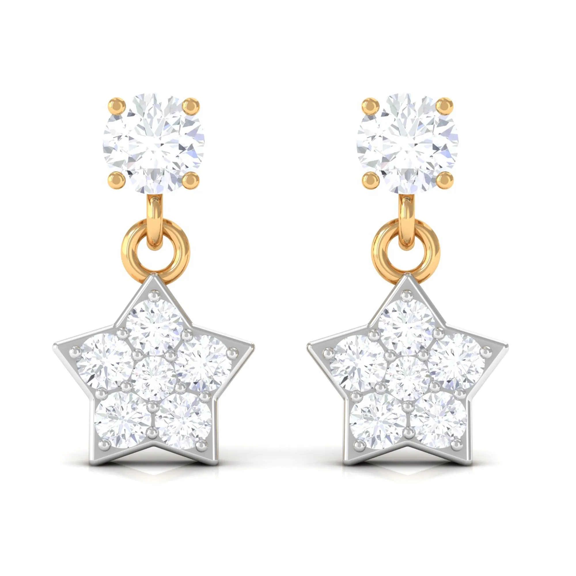 Zircon Star Drop Stud Earrings