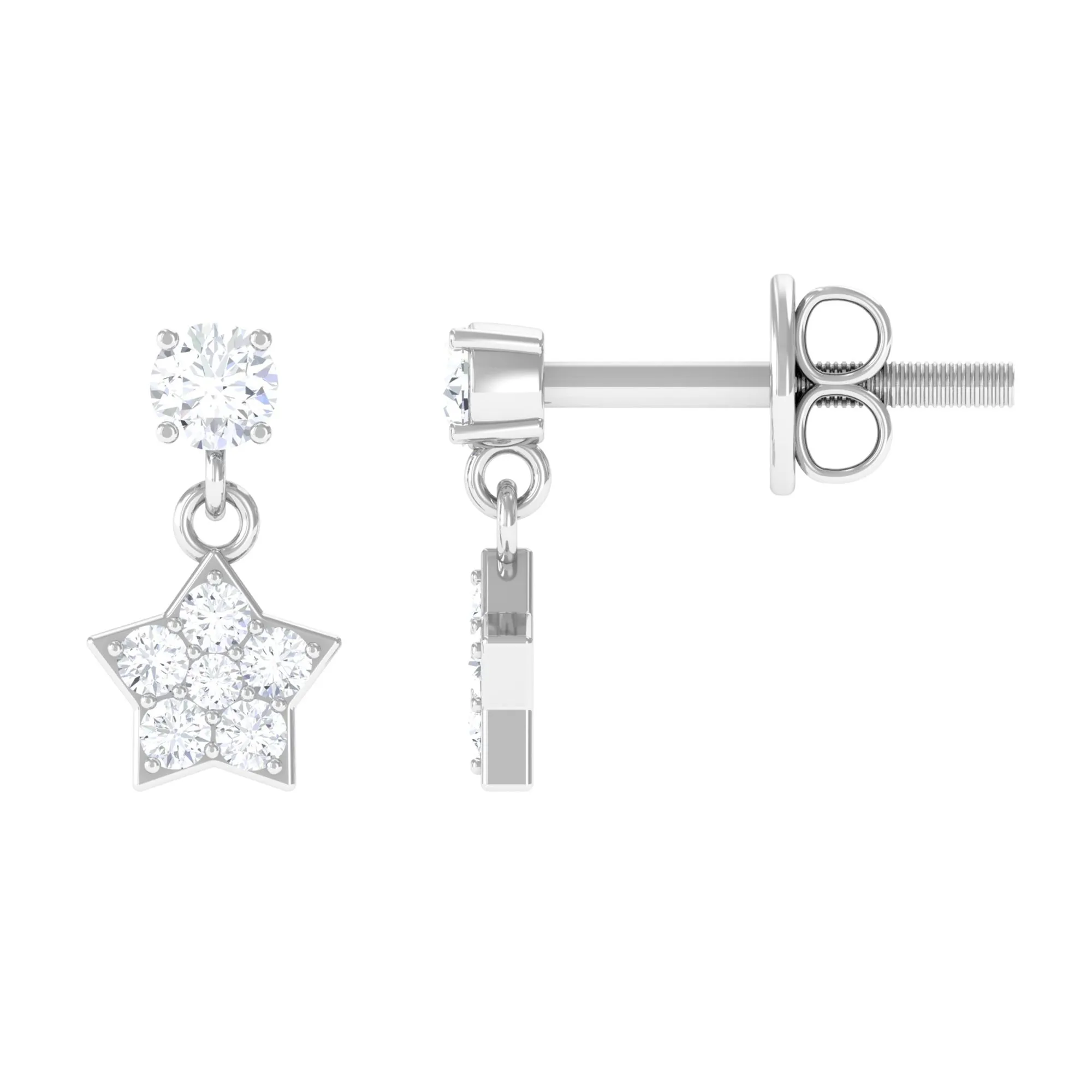Zircon Star Drop Stud Earrings