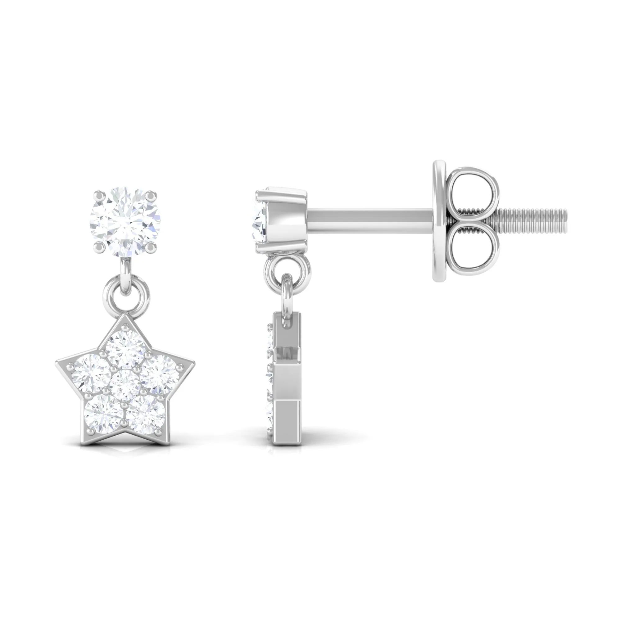 Zircon Star Drop Stud Earrings
