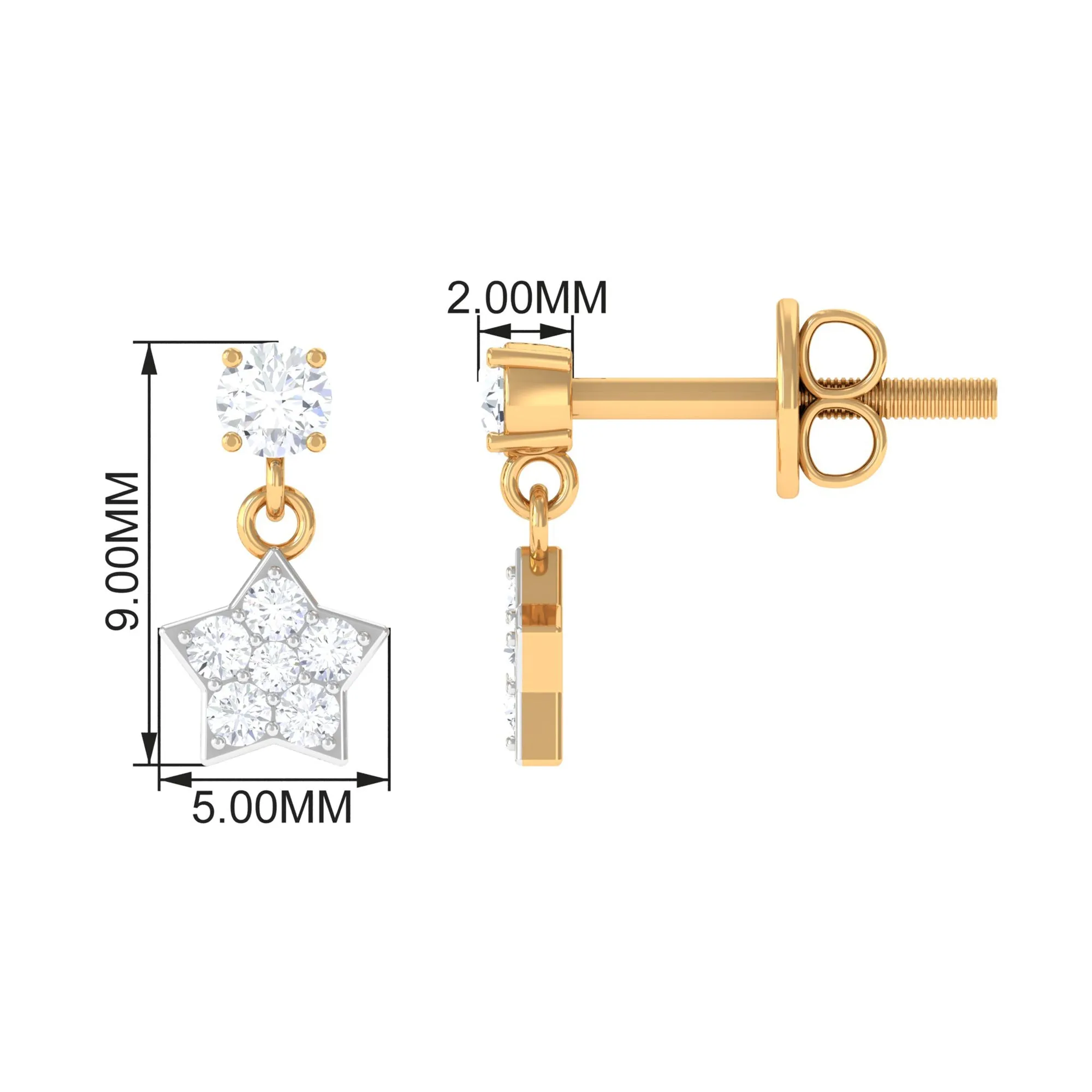 Zircon Star Drop Stud Earrings