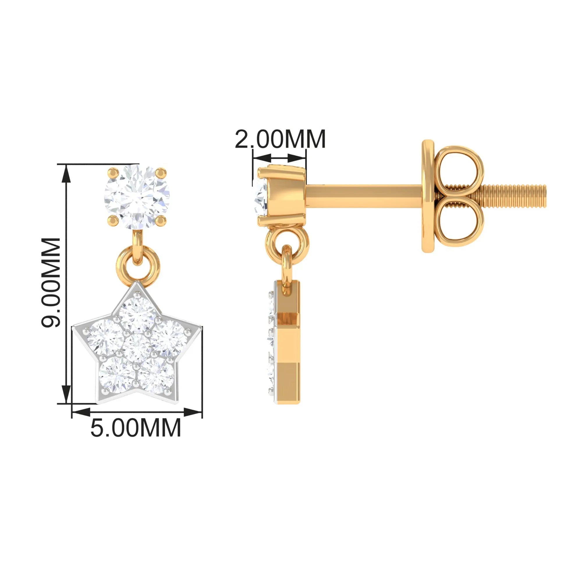 Zircon Star Drop Stud Earrings