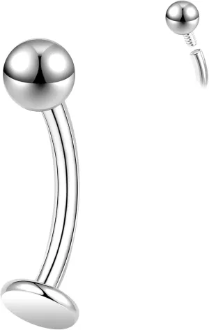 ZS ASTM F136 Titanium Belly Button Ring, 14G Cubic Zirconia Navel Jewelry, 6/8/10/12/14MM Internally Threaded Long Bar Navel Barbell Stud Flat Back Belly Piercing