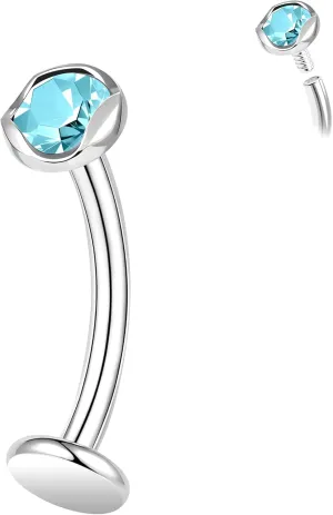 ZS ASTM F136 Titanium Belly Button Ring, 14G Cubic Zirconia Navel Jewelry, 6/8/10/12/14MM Internally Threaded Long Bar Navel Barbell Stud Flat Back Belly Piercing