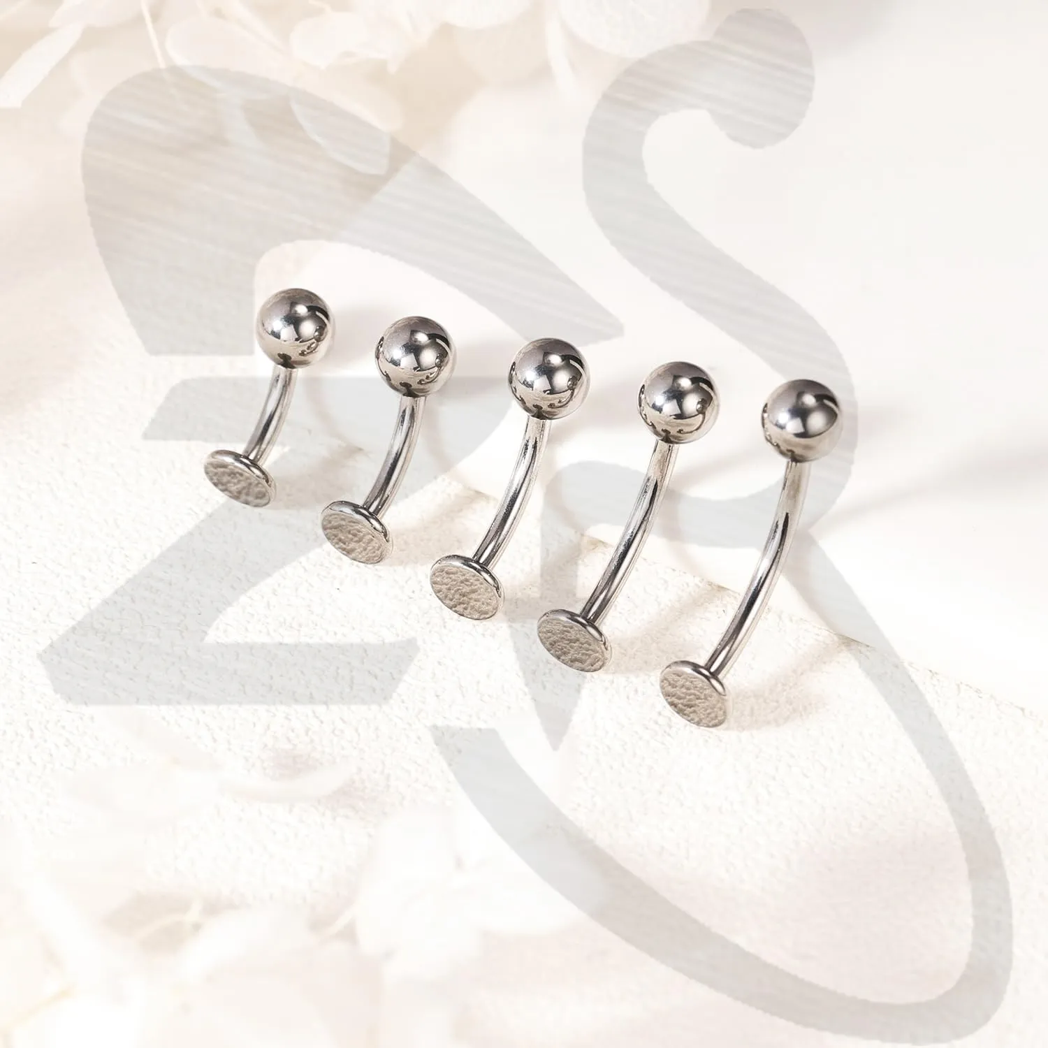 ZS ASTM F136 Titanium Belly Button Ring, 14G Cubic Zirconia Navel Jewelry, 6/8/10/12/14MM Internally Threaded Long Bar Navel Barbell Stud Flat Back Belly Piercing