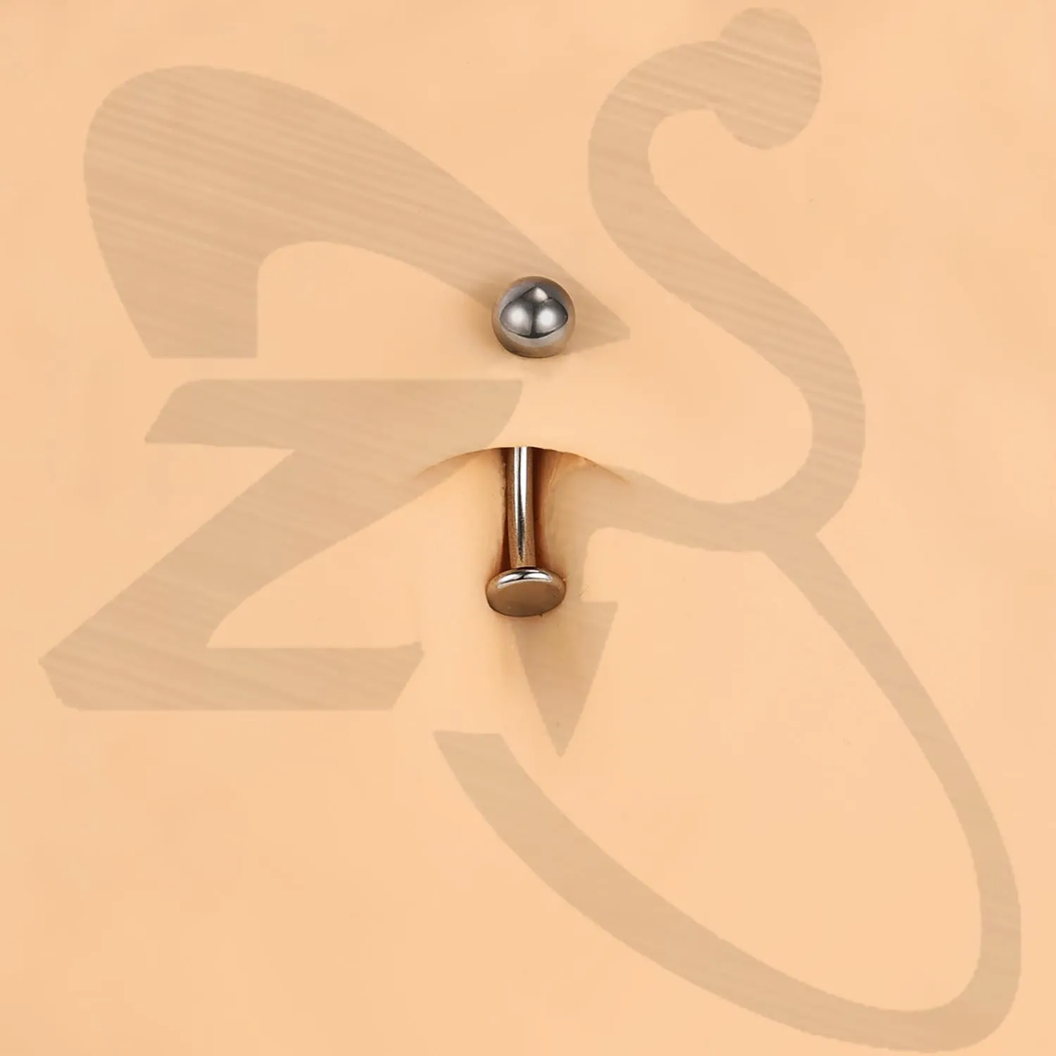 ZS ASTM F136 Titanium Belly Button Ring, 14G Cubic Zirconia Navel Jewelry, 6/8/10/12/14MM Internally Threaded Long Bar Navel Barbell Stud Flat Back Belly Piercing